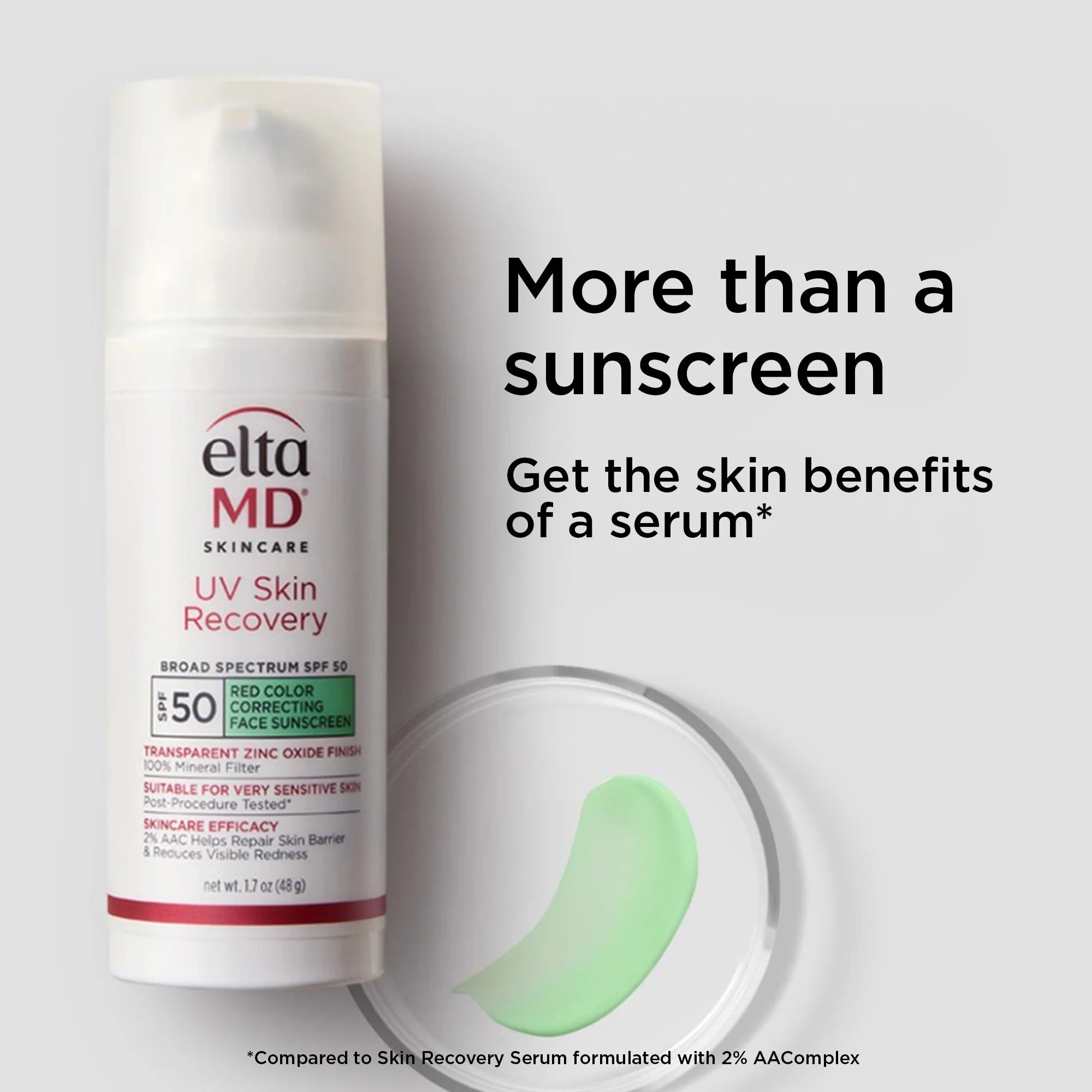 Elta UV Skin Recovery Red Color Correcting Green Tint Broad Spectrum SPF 50 Tube (1.7oz)
